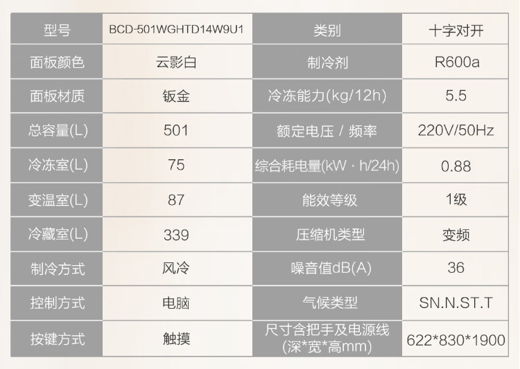 高颜值干湿分储：海尔 501L 白巧嵌入式冰箱 3793 元新低（年日常 7499 元）